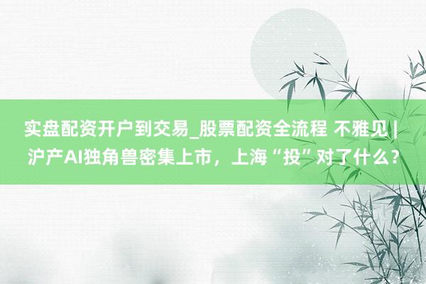实盘配资开户到交易_股票配资全流程 不雅见 | 沪产AI独角兽密集上市，上海“投”对了什么？